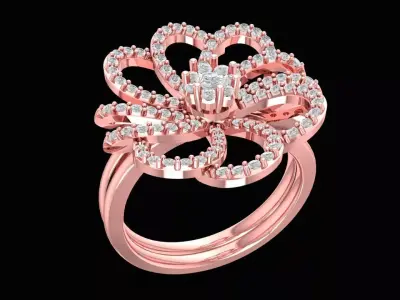 Luxury Flower Bloom Diamond Ring for Women 3D Model 1497 3D print model