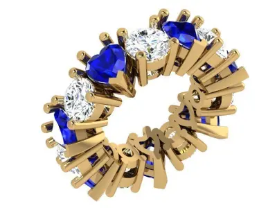Heart Round Cut Eternity Band 3839 3D print model