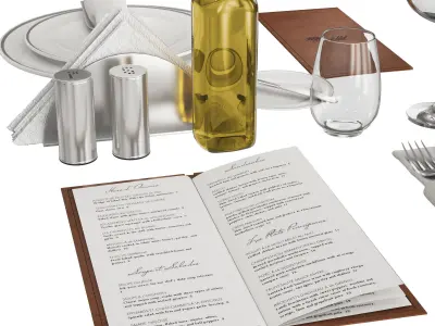 Restaurant table decorative set 3D model