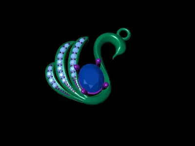 Swan gemstone pendant 3D print model