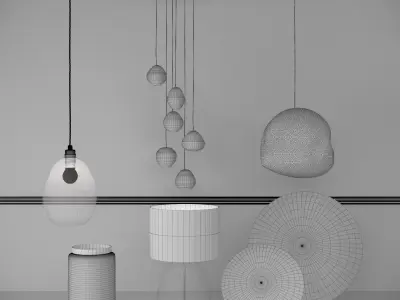 Lamps and palets 3D model