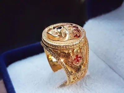 Skull Men Ring Sculpture jewelry gold silver 3D print model