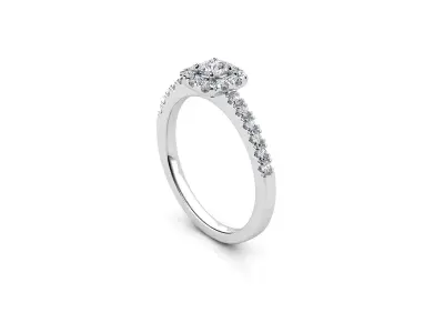 ZDR070 diamond engagement ring gold 3D print model