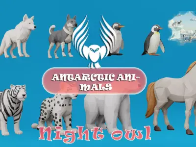 Antarctic animals Lo Polly Low-poly 3D model