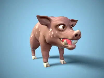 cartoon wild boar Low-poly 3D model