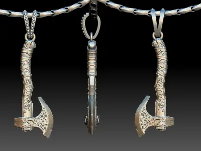 Pendant Axe Silver Gold  Print 3D print model