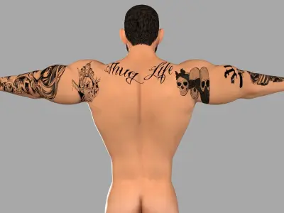 Muscular Gangster Rigged Character Low-poly 3D model