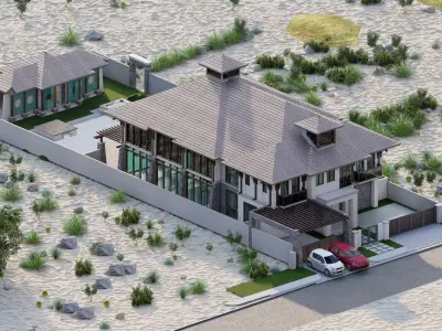 Beach Casa Scene-villa-modern house 3D model