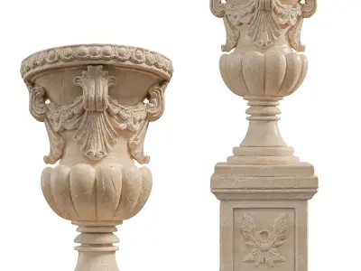 Ancient Old Stone Big Pot 3D model