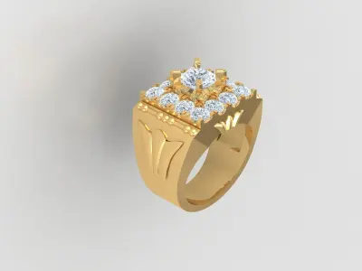 Ring  Mens luxury ring with enamel and gems 3D print model 3D print model