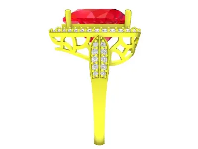 Luxury Heart Cut Halo Gemstone Ring 3D Model for Fine Jewel 4483 3D print model