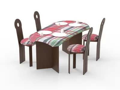 Dining table 3D model Low-poly 3D model