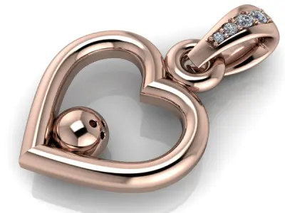  Bowling  Heart  Pendant Charms Necklace Jewelry 3D print model