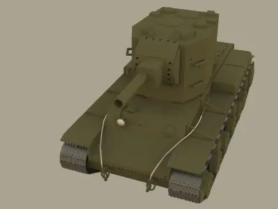 Soviet tank 2 world war KV-2 Low-poly 3D model