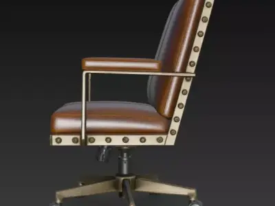 Luxury Executive Leather Office Chair Black Wood 3D model
