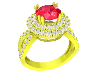 Luxury Halo Diamond Ring Jewelry Model 4546 3D print model