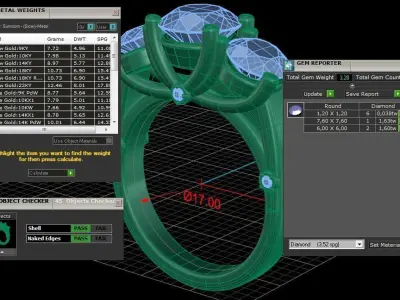 Three gemstone ring  Cg 3 16 3D print model