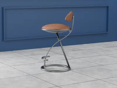 Luxury Leather Bar Stool  3D model