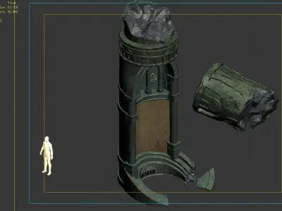 Game Underground Palace - Earth Palace Broken Column 01 3D model
