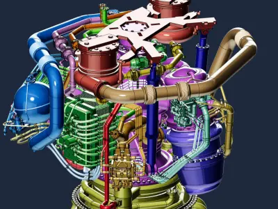 RS-25 Space Shuttle Rocket Engine Detail up version 3D print model