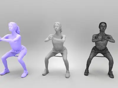 Pretty woman exercising with resistance band 442 Low-poly 3D model