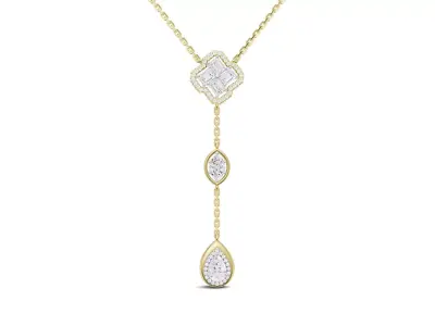 MultiShape Diamond YDrop Chain Pendant With Emrald Marquise Pear 3D print model