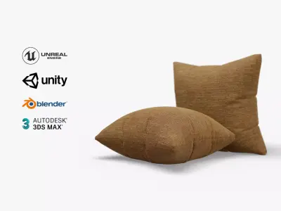 Cushion Brown Denim Low-poly 3D model