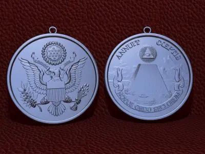 US Great Seal Coin Pendant 3D model