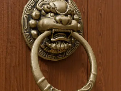 Chinese Style Beast Head Door Knocker 3 - Low Poly PBR Model Low-poly 3D model