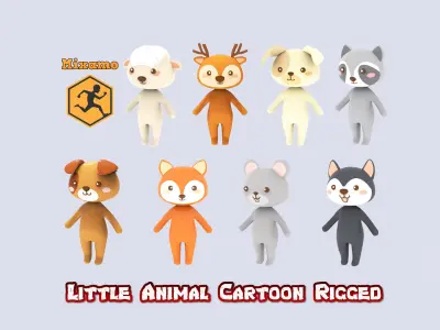 Little Animal Pack Rigged  Low-poly 3D model