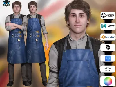 Industrial Electrical Technician Fully Rigged 3D Model Low-poly 3D model