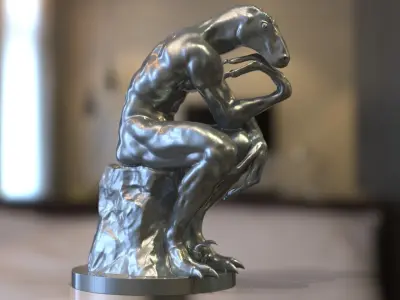 the thinker reptile sculpture 3D model