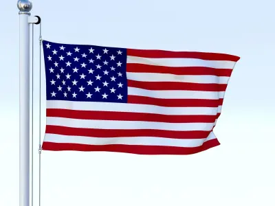 Animated US Flag Low-poly 3D model