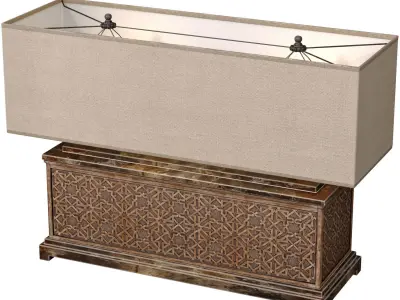 Large table lamp in oriental style Wood Arabic Nightstand  3D model