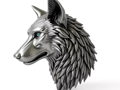 Silver Wolf Sculpture model pack Low-poly 3D model