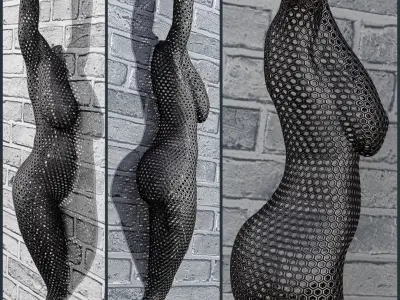 decorative standing and mural body figure Low-poly 3D model