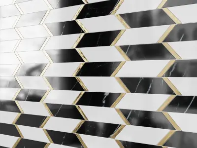 Fitz Classic Marble Brass Mosaic Tile Matrix Trapezoid Tile 3D model