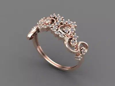 Womens Diamond Signet Ring Women Rings 3dmodels 3D print model 3D print model 49