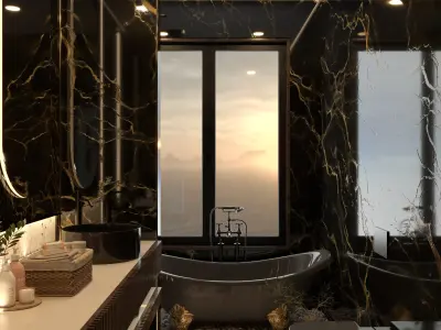 Black Bathroom Design Low-poly 3D model