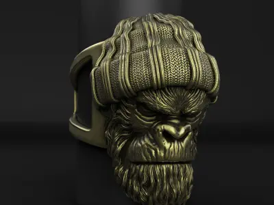 Animal Ring jewelry Gangster Monkey vol1  3D print model