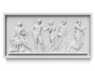 Classic greek wall relief 3D model