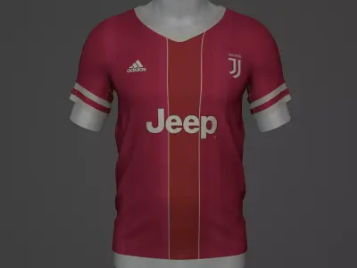 juventus Football Jersey T-Shirt - Soccer Kit Low-poly 3D model