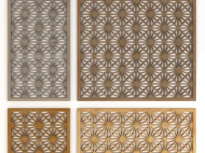  Wood Arabic Islamic pattern decorative grill screen 3D model buy