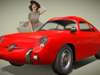 1959 Abarth 750GT Double Bubble Coupe Low-poly 3D model