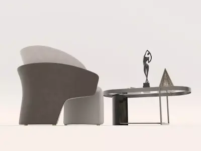 Modern Coffee Table and Armchair Set 48 3D model