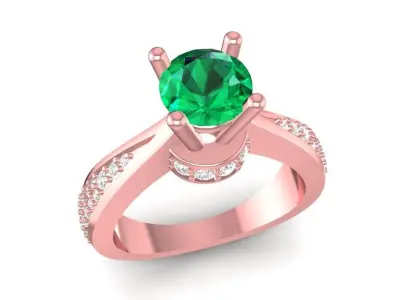 Diamond Solitaire Engagement Ring for Women 2351 3D print model