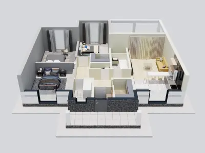 House 2 layout interior 3D model