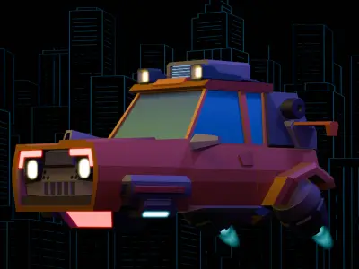 Low Poly Car-Cyberpunk Car Stylized Low-poly 3D model