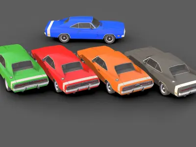 Classic Car Pack Low-poly 3D model