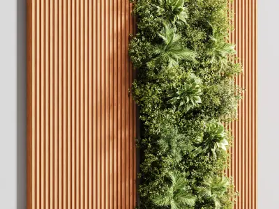 Wooden planks and vertical garden 13 3D model